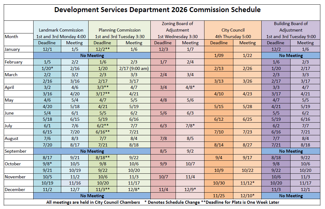 2026 Meeting Schedule